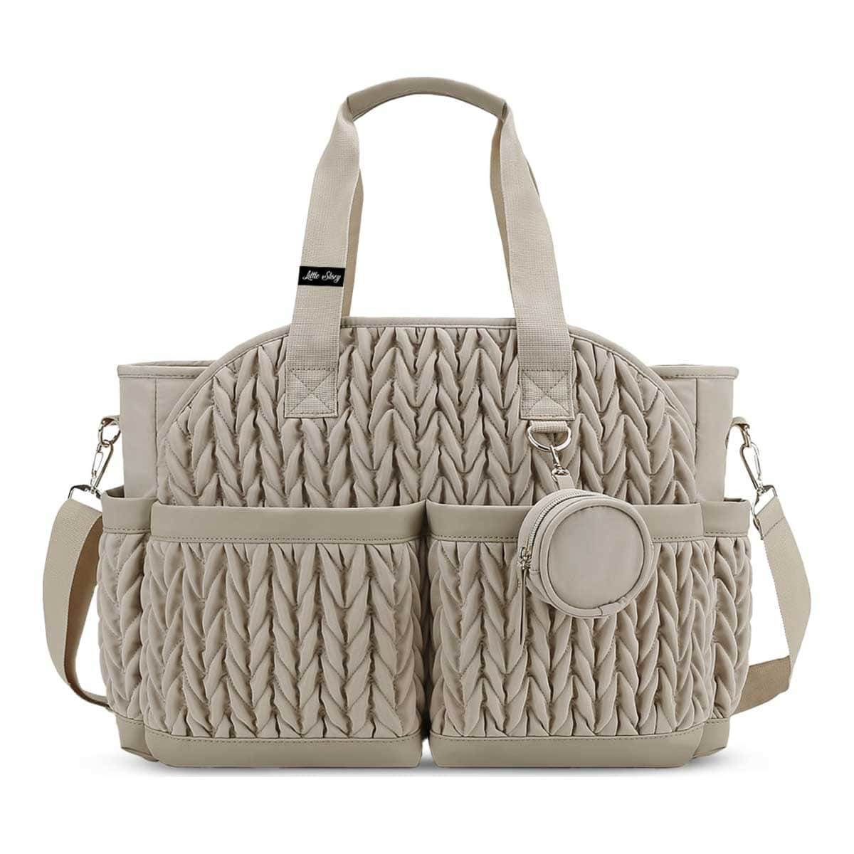 Little Story Beige Nova Tote Bag with Pacifier Pod