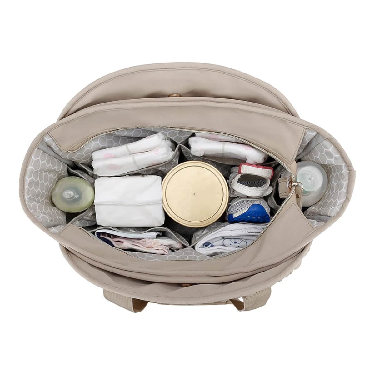 Little Story Beige Nova Tote Bag with Pacifier Pod
