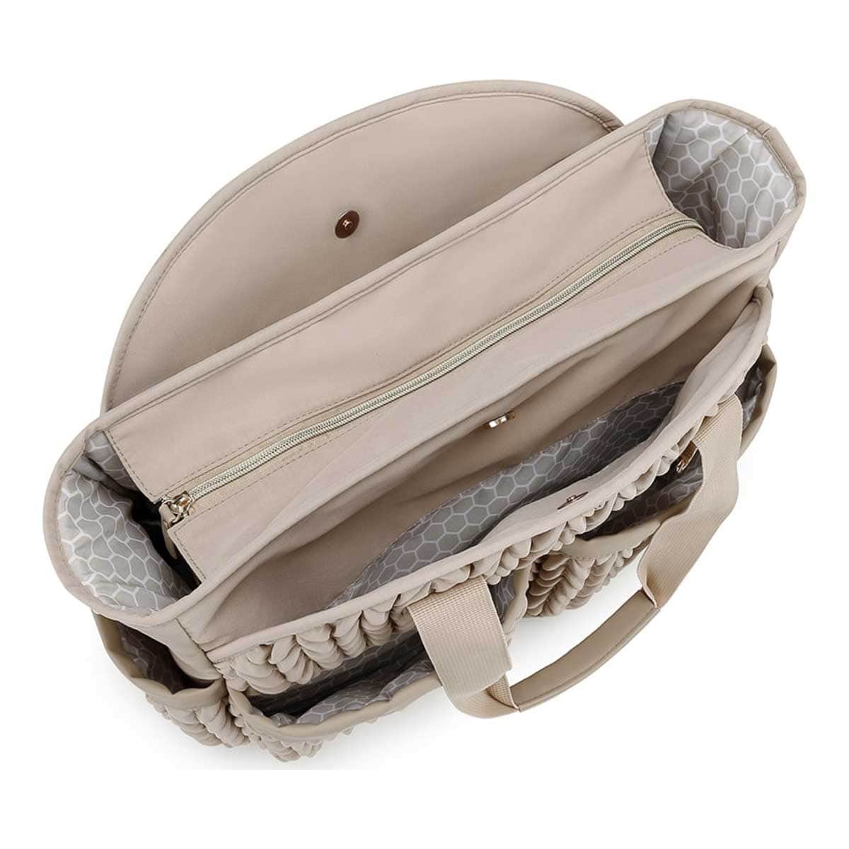 Little Story Beige Nova Tote Bag with Pacifier Pod