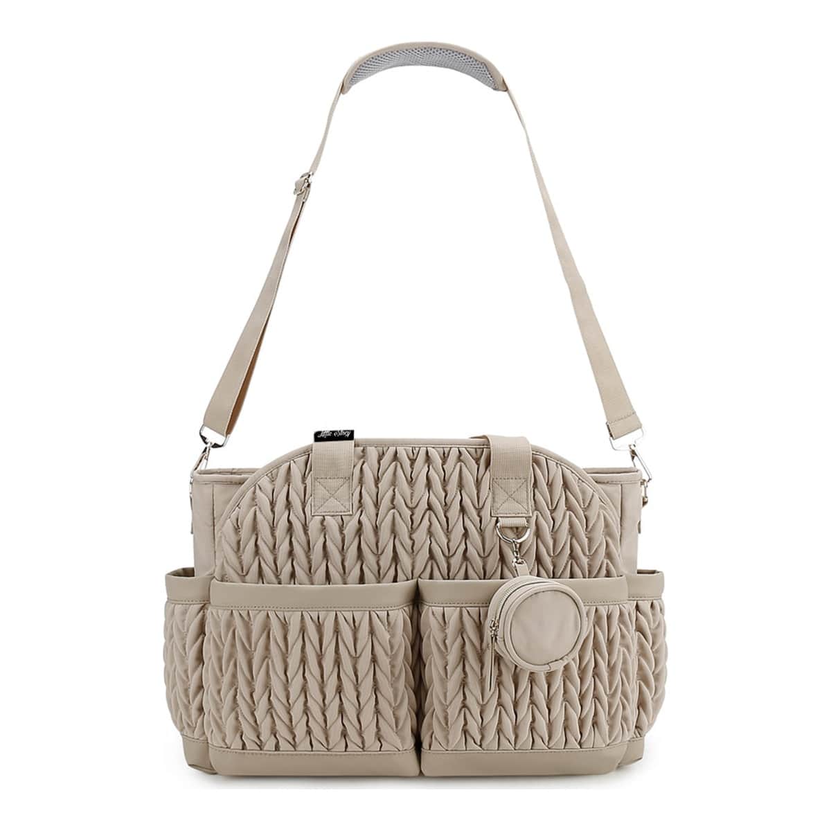 Little Story Beige Nova Tote Bag with Pacifier Pod