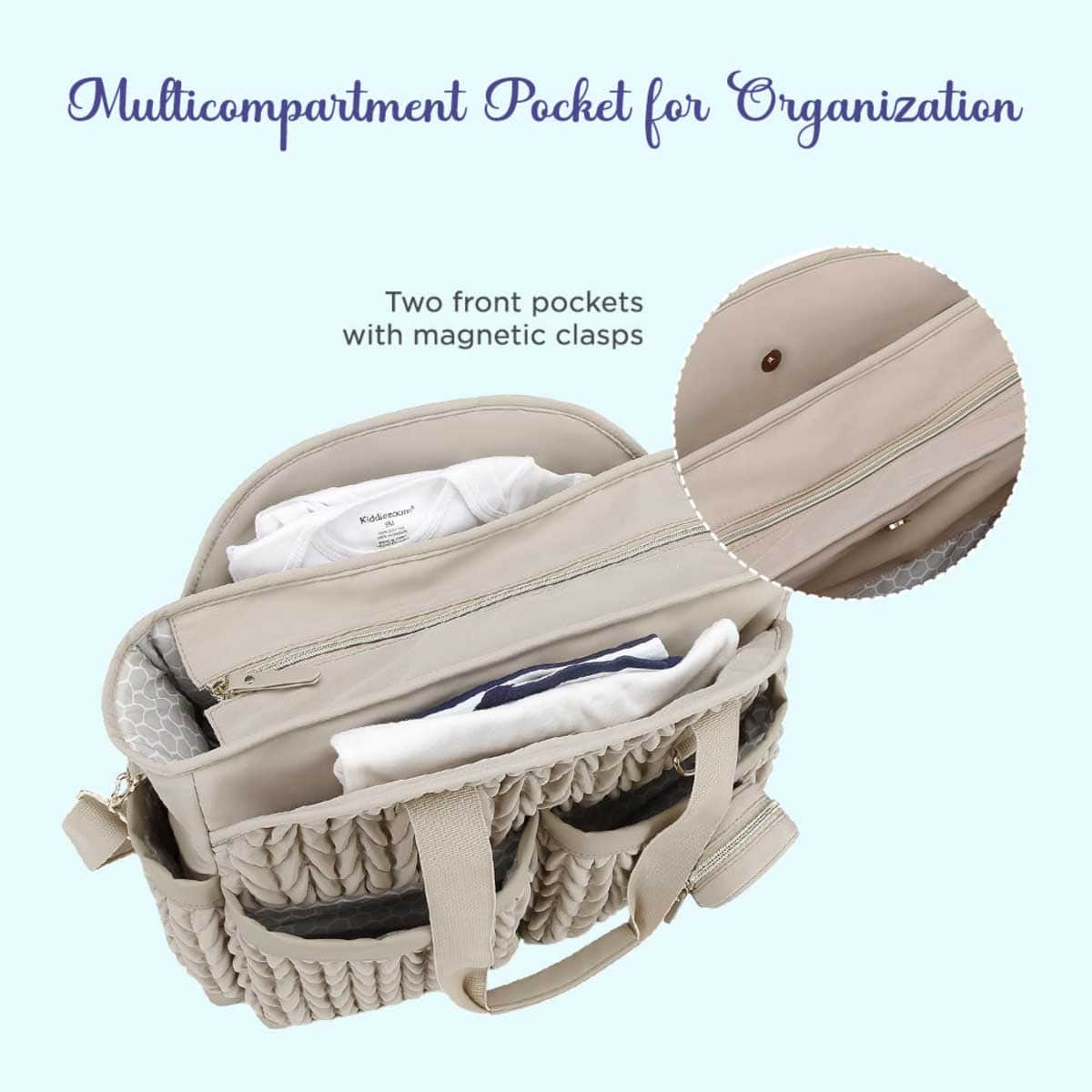 Little Story Beige Nova Tote Bag with Pacifier Pod