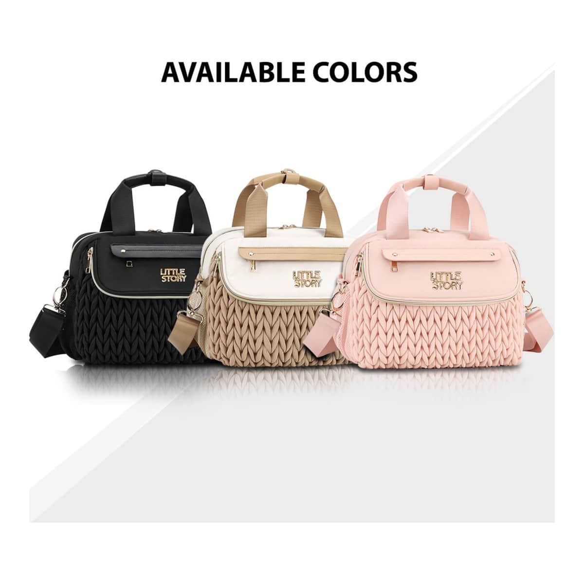 Little Story Black Compact Diaper Bag with Changing Pad & Shoulder Strap