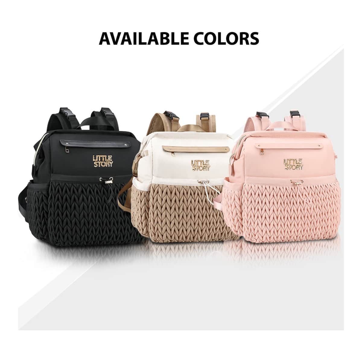 Little Story Black Diaper Backpack with Changing Pad & Laptop Sleeve