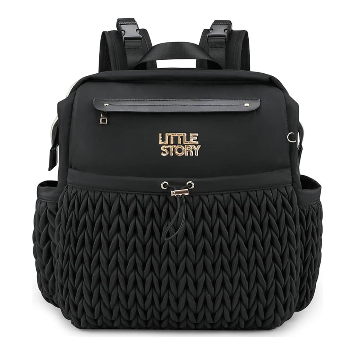 Little Story Black Diaper Backpack with Changing Pad & Laptop Sleeve