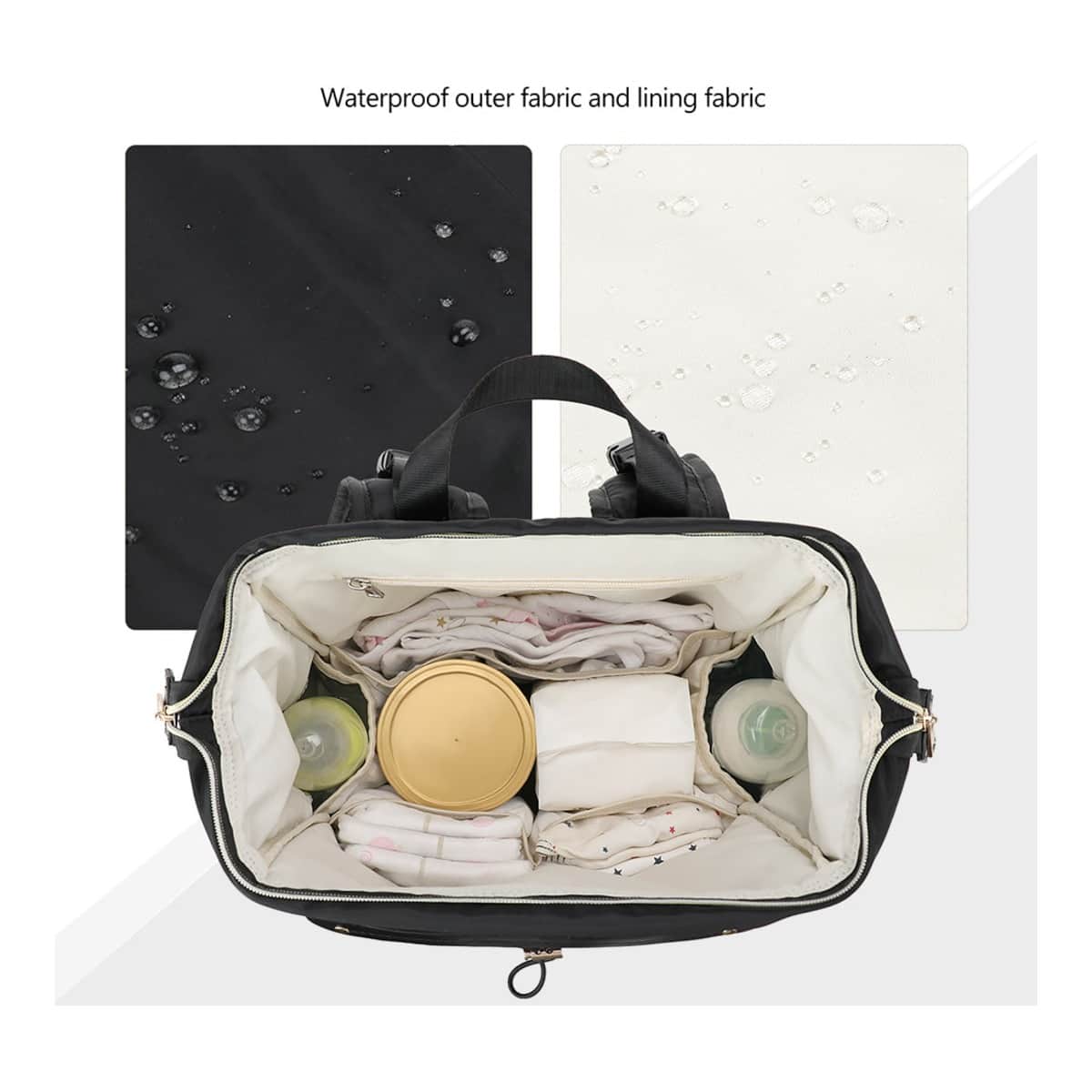 Little Story Black Diaper Backpack with Changing Pad & Laptop Sleeve