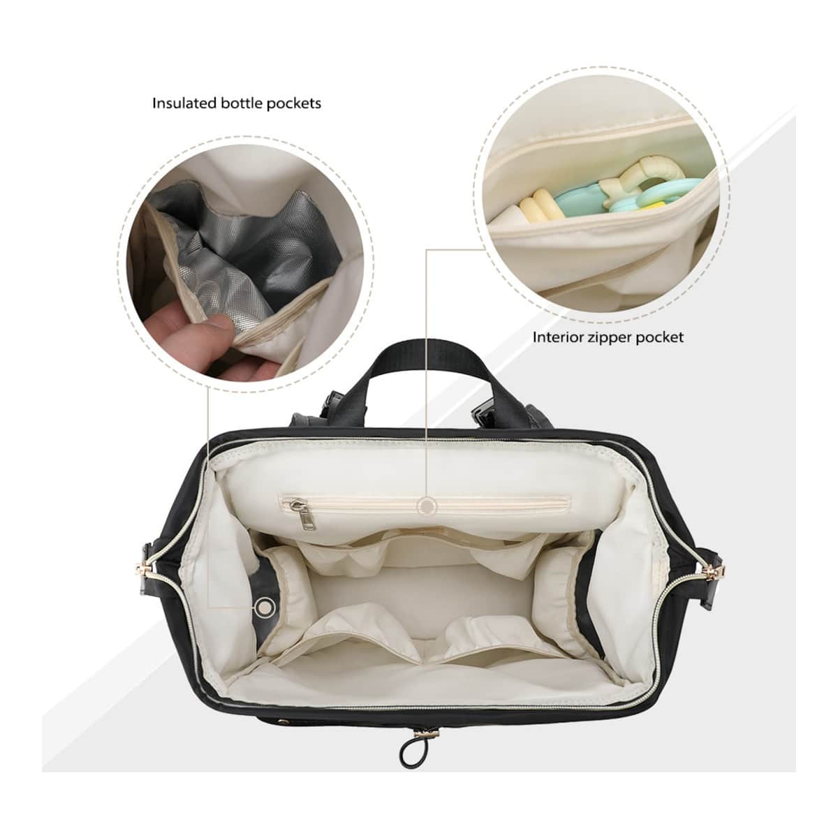 Little Story Black Diaper Backpack with Changing Pad & Laptop Sleeve