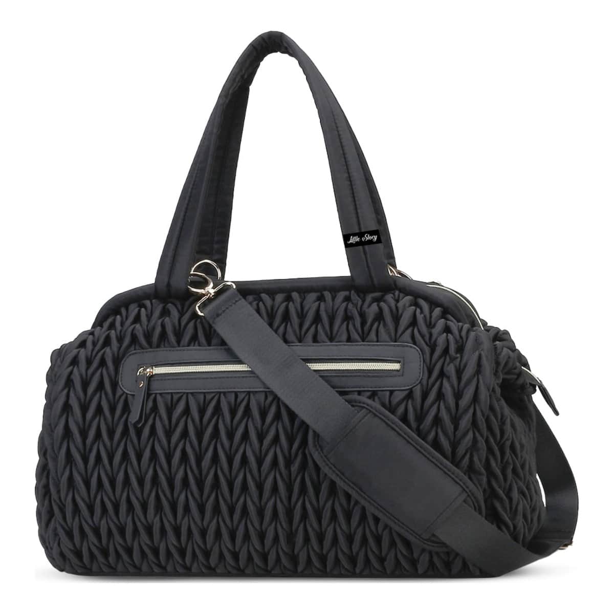 Little Story Black Elva Diaper Bag with Stroller Straps
