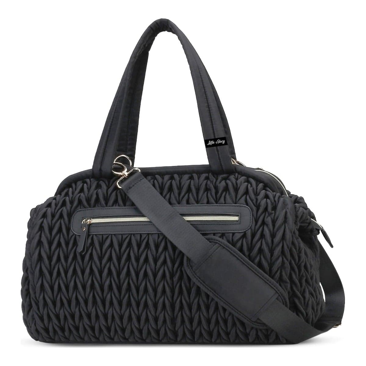 Little Story Black Elva Diaper Bag with Stroller Straps