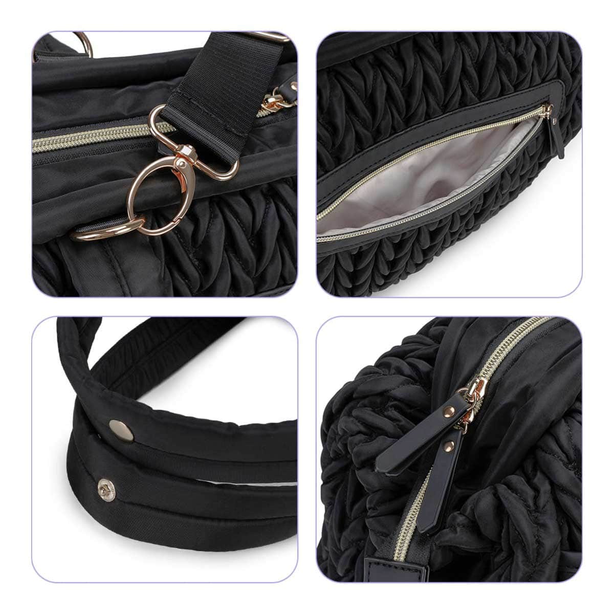 Little Story Black Elva Diaper Bag with Stroller Straps