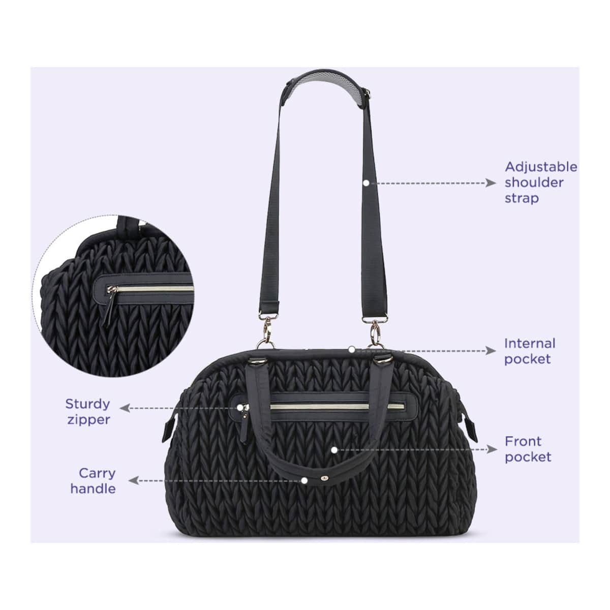 Little Story Black Elva Diaper Bag with Stroller Straps