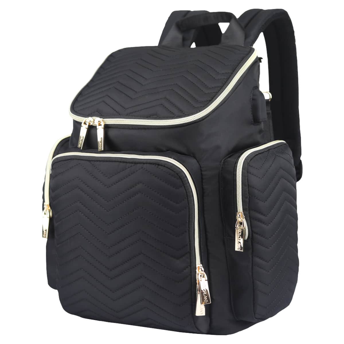 Little Story Black Georgia Diaper Bag with Changing Pad & Stroller Hooks Toddler