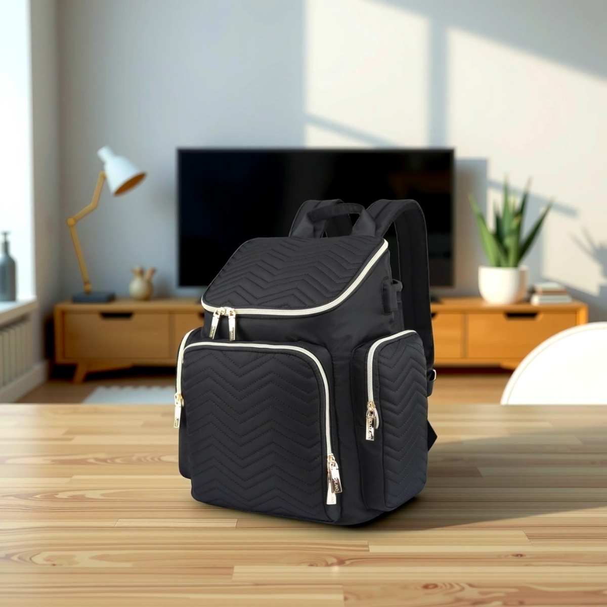 Little Story Black Georgia Diaper Bag with Changing Pad & Stroller Hooks Toddler