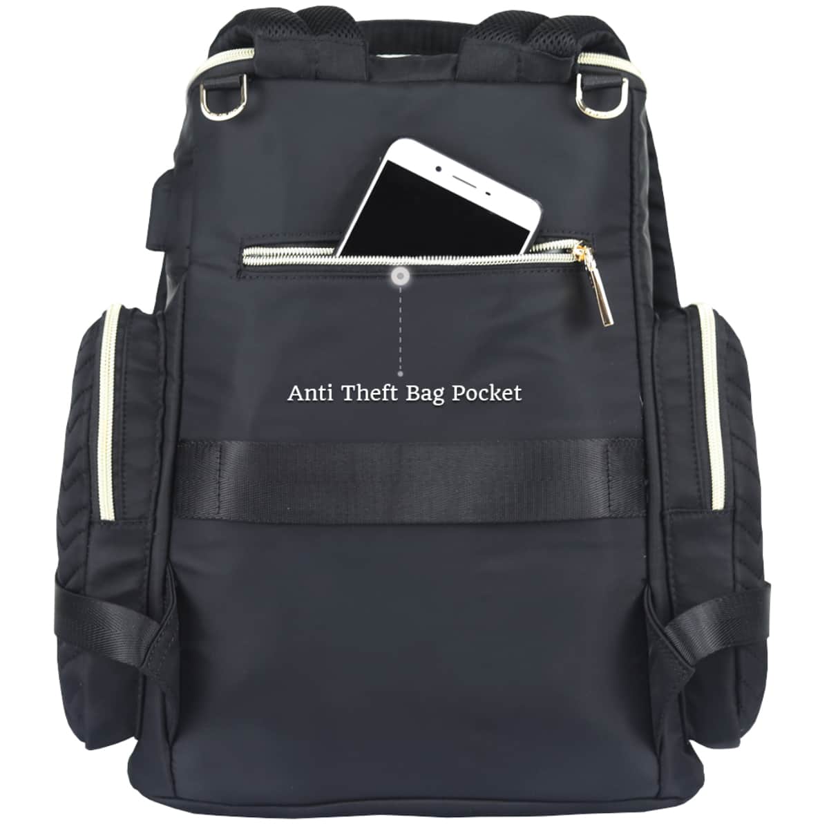 Little Story Black Georgia Diaper Bag with Changing Pad & Stroller Hooks Toddler