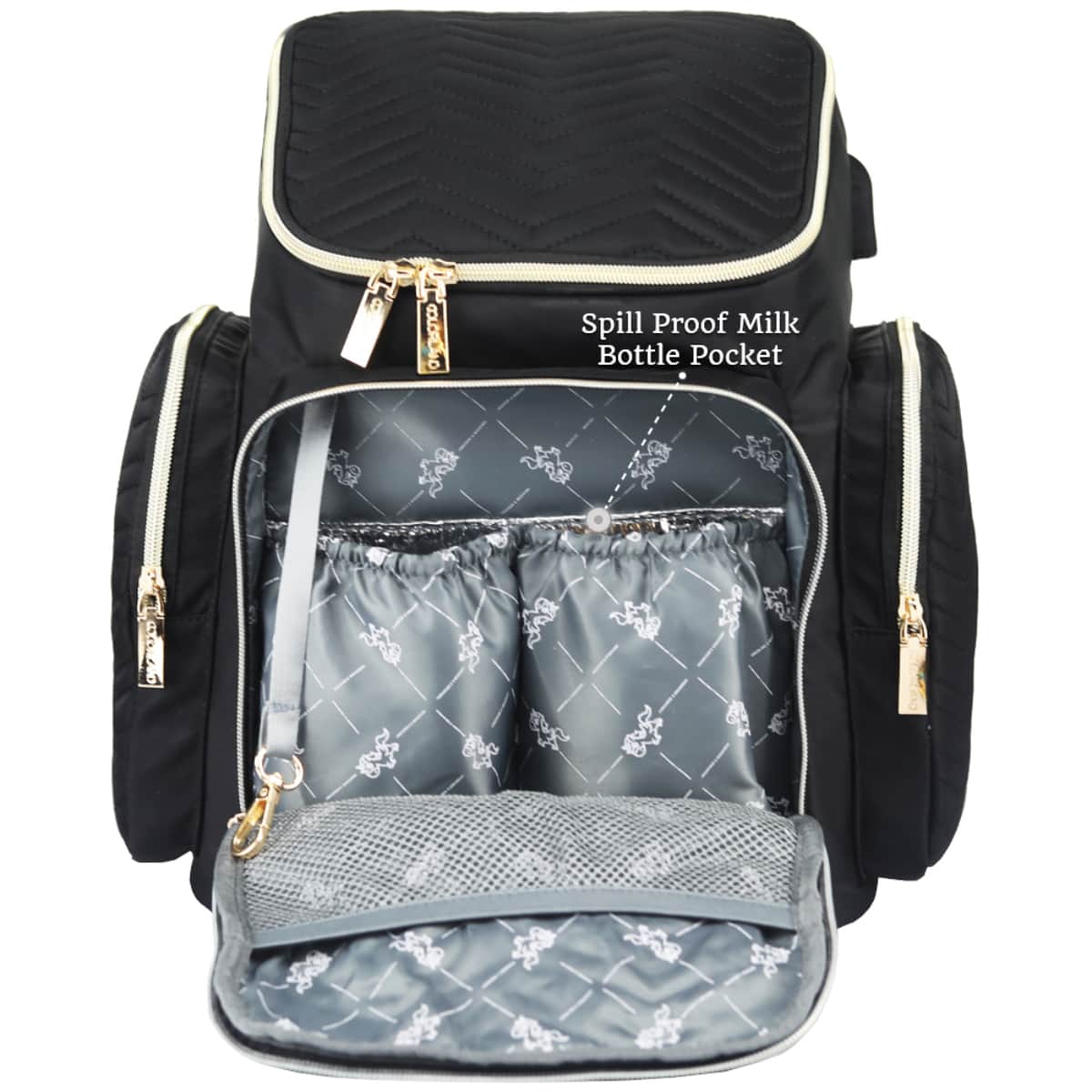 Little Story Black Georgia Diaper Bag with Changing Pad & Stroller Hooks Toddler