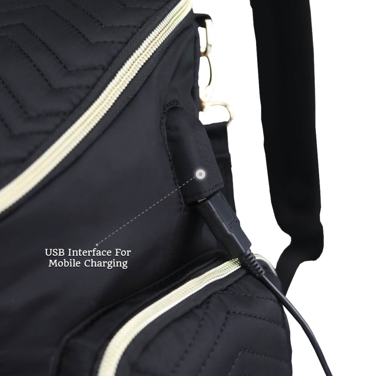 Little Story Black Georgia Diaper Bag with Changing Pad & Stroller Hooks Toddler