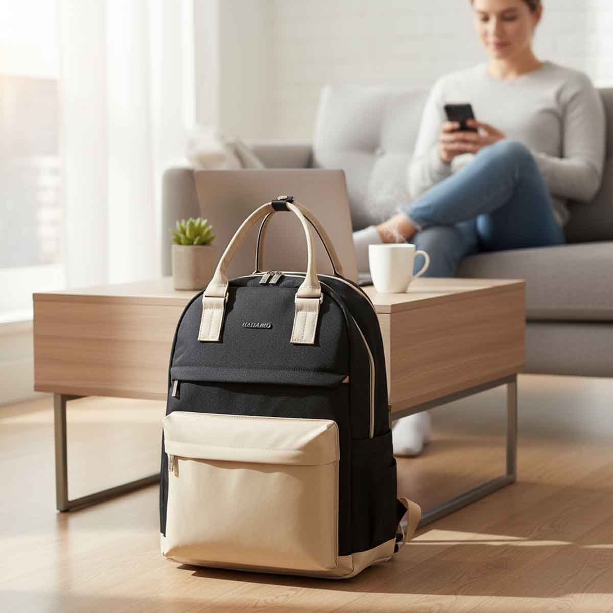 Little Story Black Kenzie Mom Dad Travel Diaper Backpack