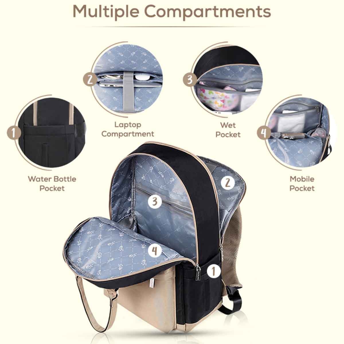 Little Story Black Kenzie Mom Dad Travel Diaper Backpack