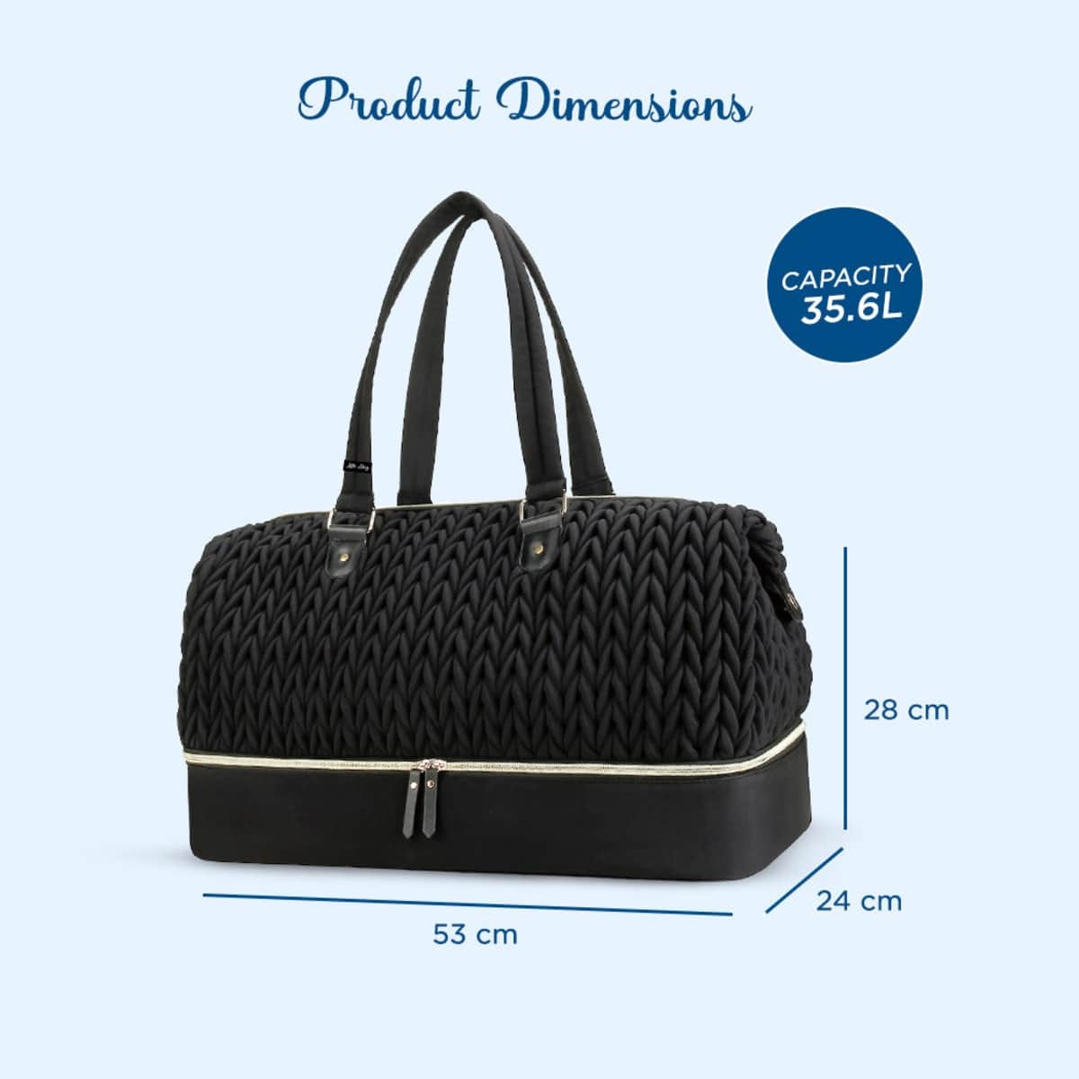 Little Story Black Luxe Knit Diaper Bag with Clutch