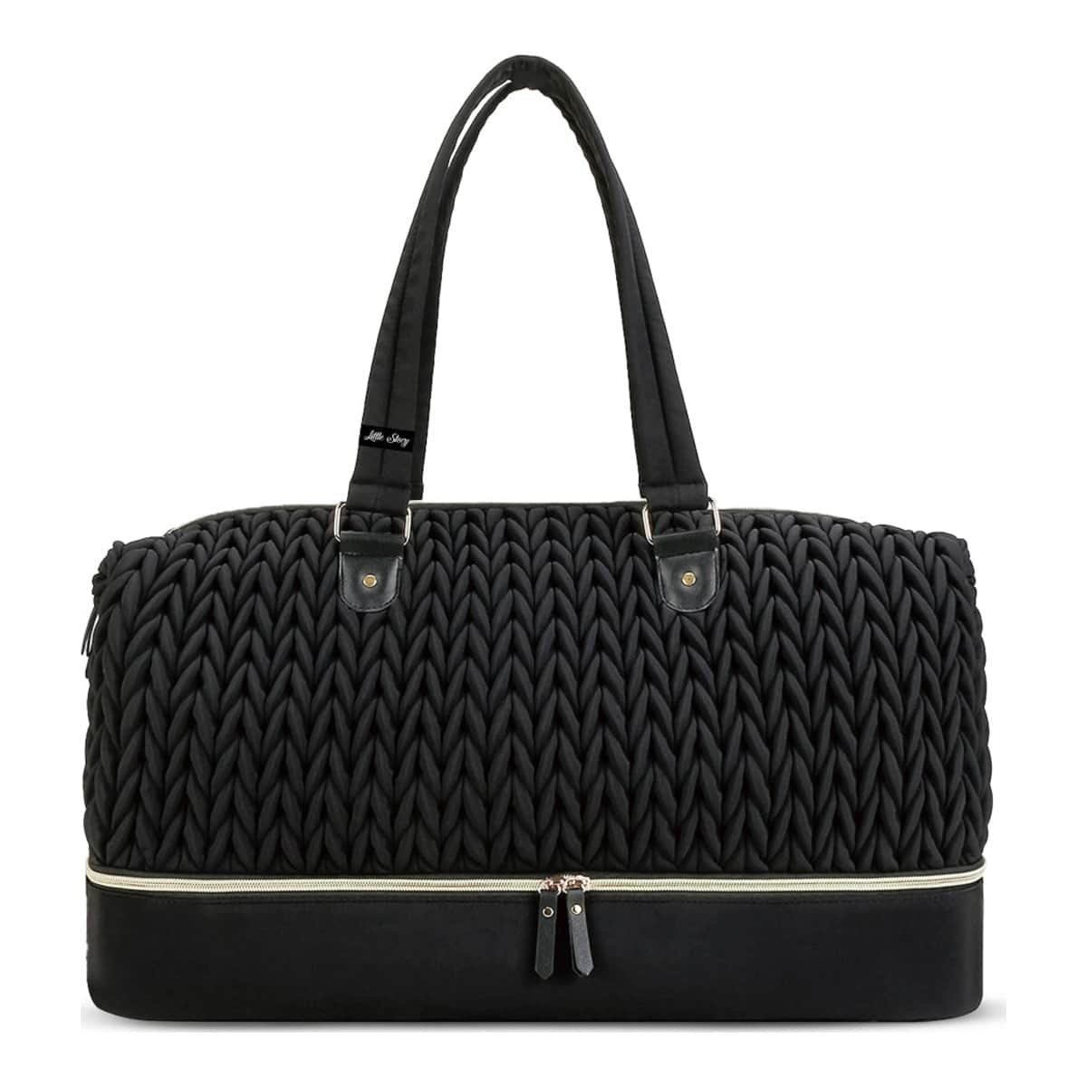 Little Story Black Luxe Knit Diaper Bag with Clutch