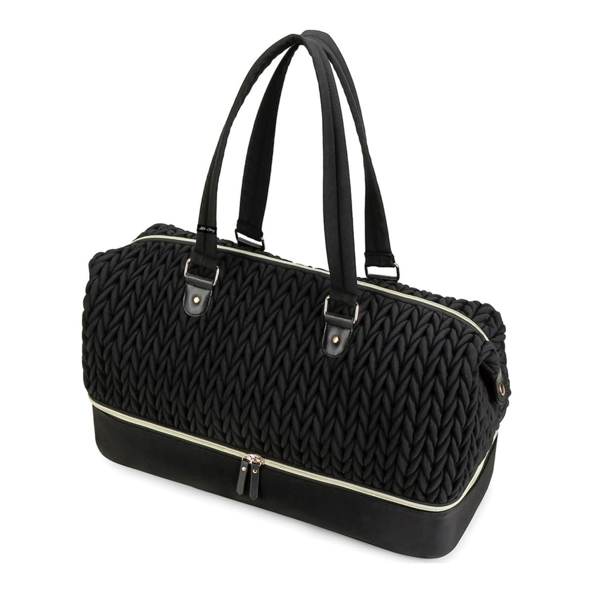 Little Story Black Luxe Knit Diaper Bag with Clutch