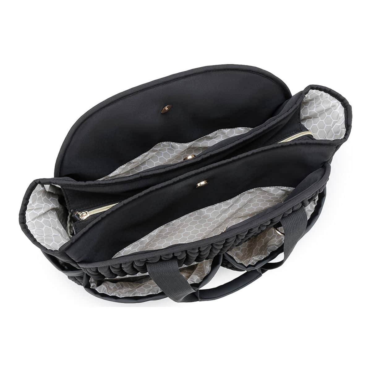 Little Story Black Nova Tote Bag with Pacifier Pod