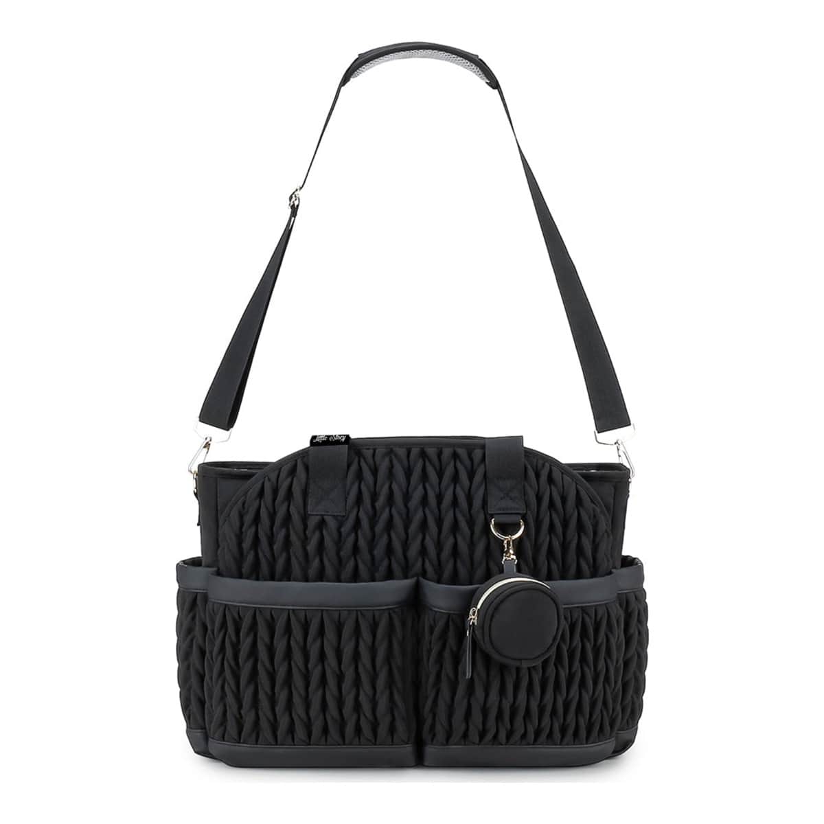 Little Story Black Nova Tote Bag with Pacifier Pod