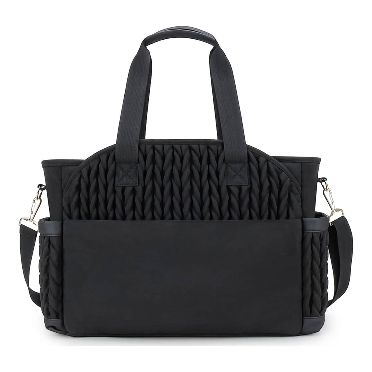 Little Story Black Nova Tote Bag with Pacifier Pod