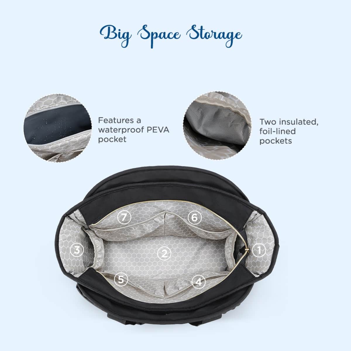 Little Story Black Nova Tote Bag with Pacifier Pod