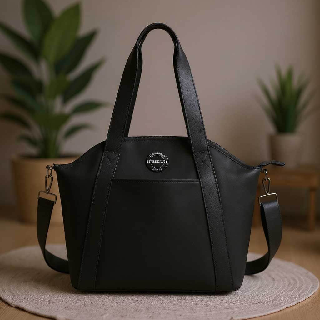 Little Story Black Onyx Diaper Bag with Stroller Straps