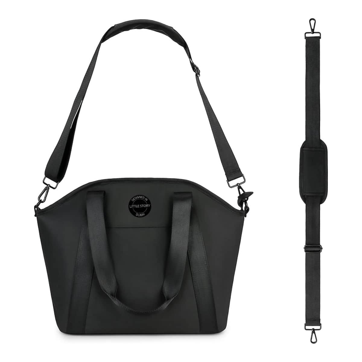 Little Story Black Onyx Diaper Bag with Stroller Straps