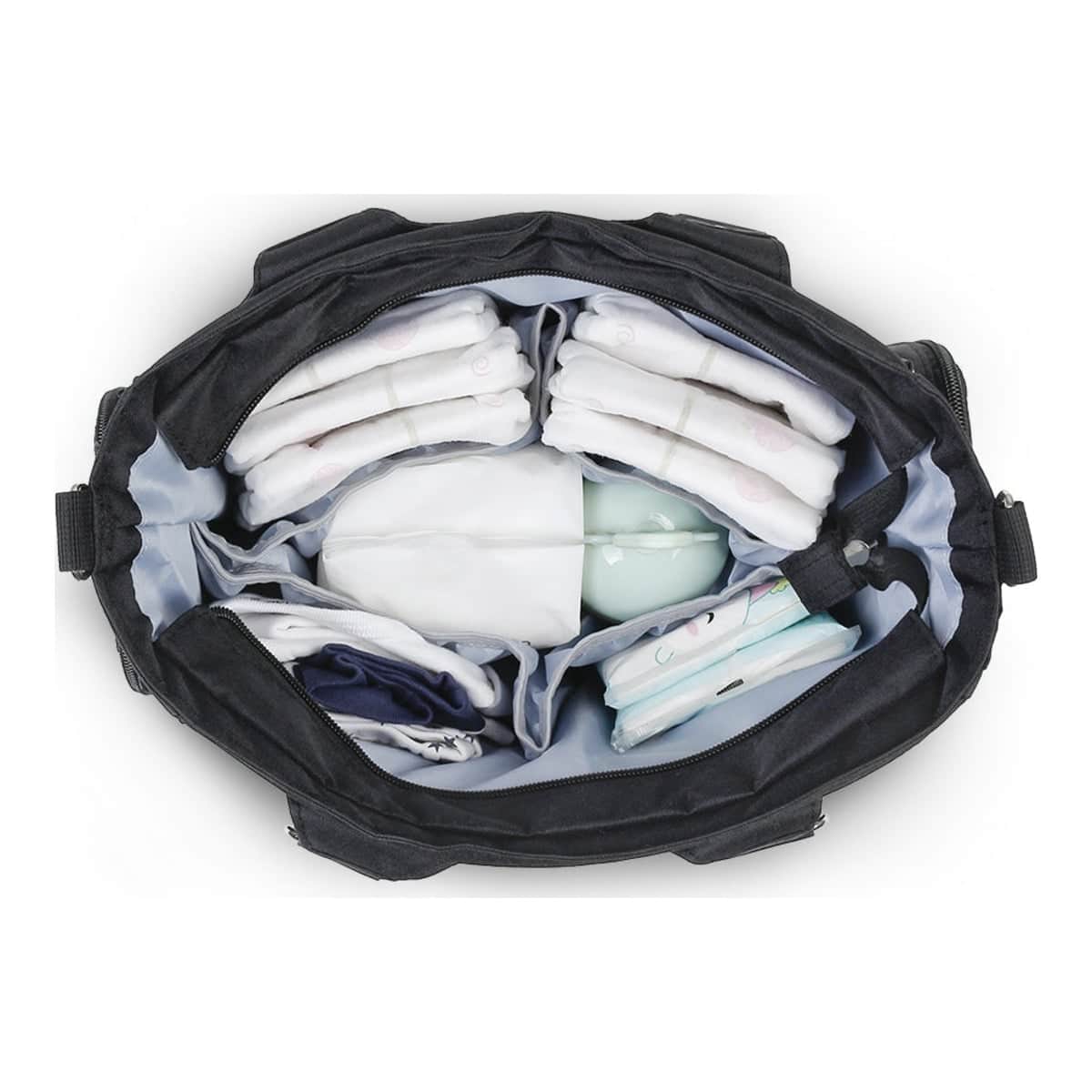 Little Story Black Quilted Diaper Bags with Stroller Straps & Changing Mat