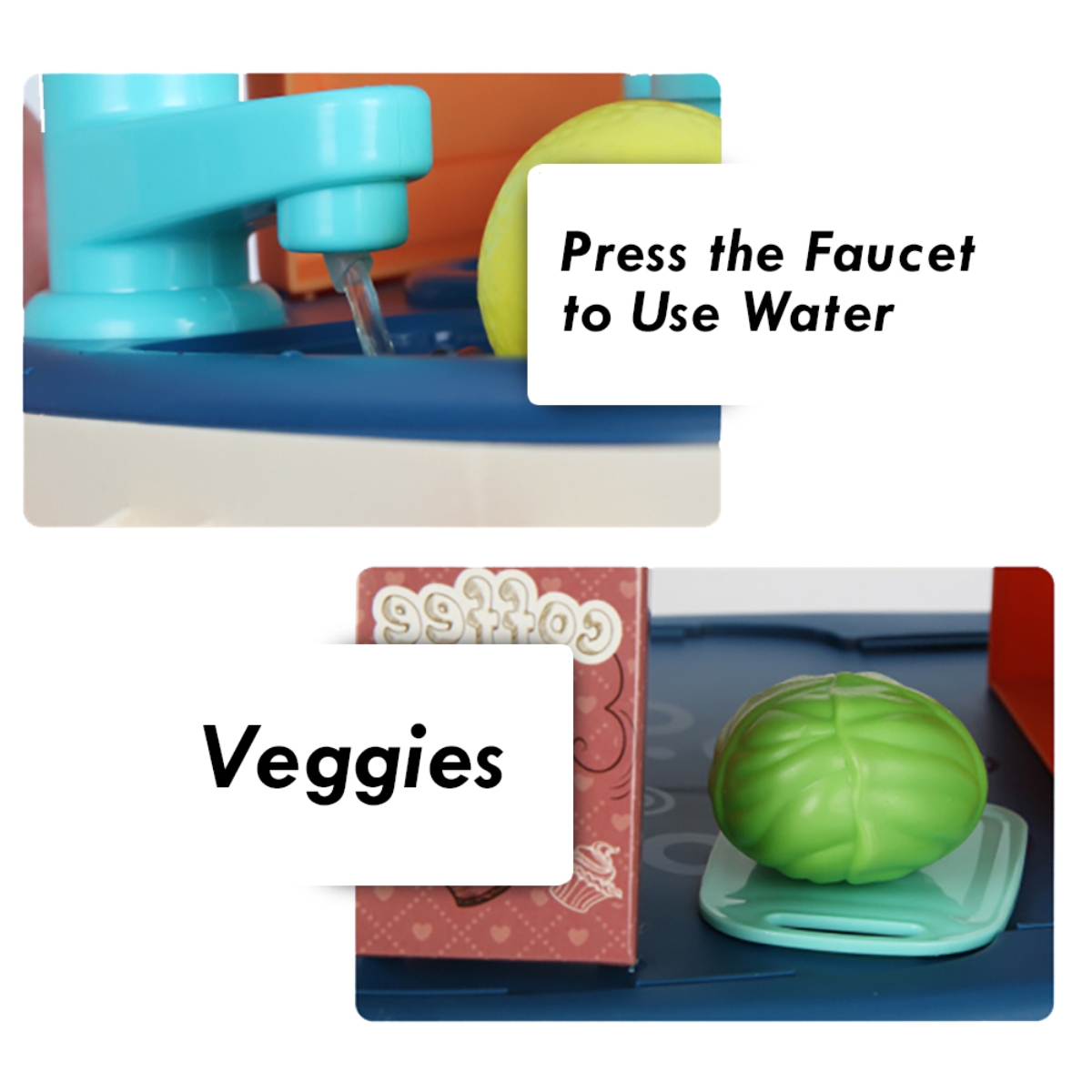 ليتل ستوري مجموعة لعب تقمص الأدوار طاهٍ/مطبخ/مطعم 2 في 1 زرقاء على شكل حقيبة مدرسية للجنسين، 3-4 سنوات