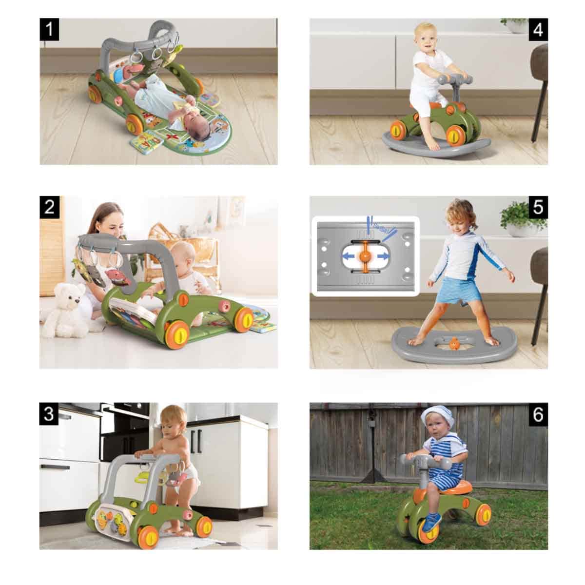 Little Story Blue 6-in-1 Baby Activity Center Walker Toddler, 0-2 Years