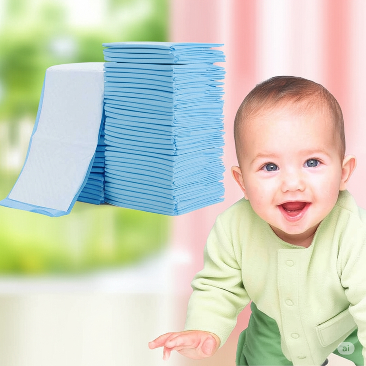 ليتل ستوري مفارش تغيير حفاضات زرقاء للاستخدام مرة واحدة للأطفال، مجموعة من 100