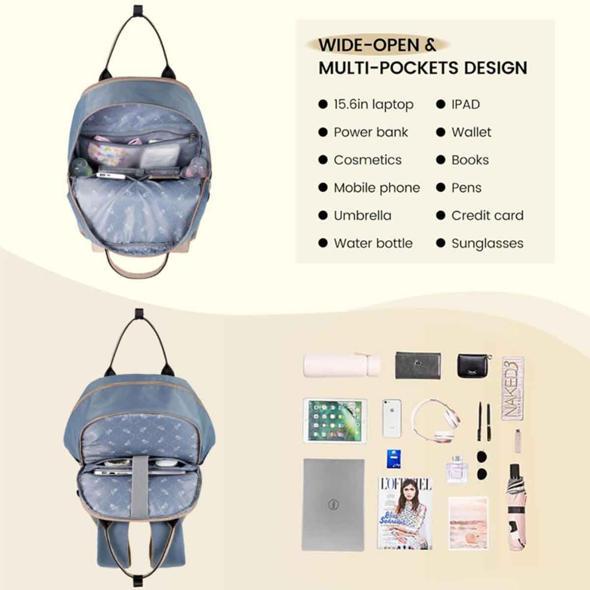 ليتل ستوري حقيبة حفاضات ظهر كينزي للسفر أزرق للأم والأب