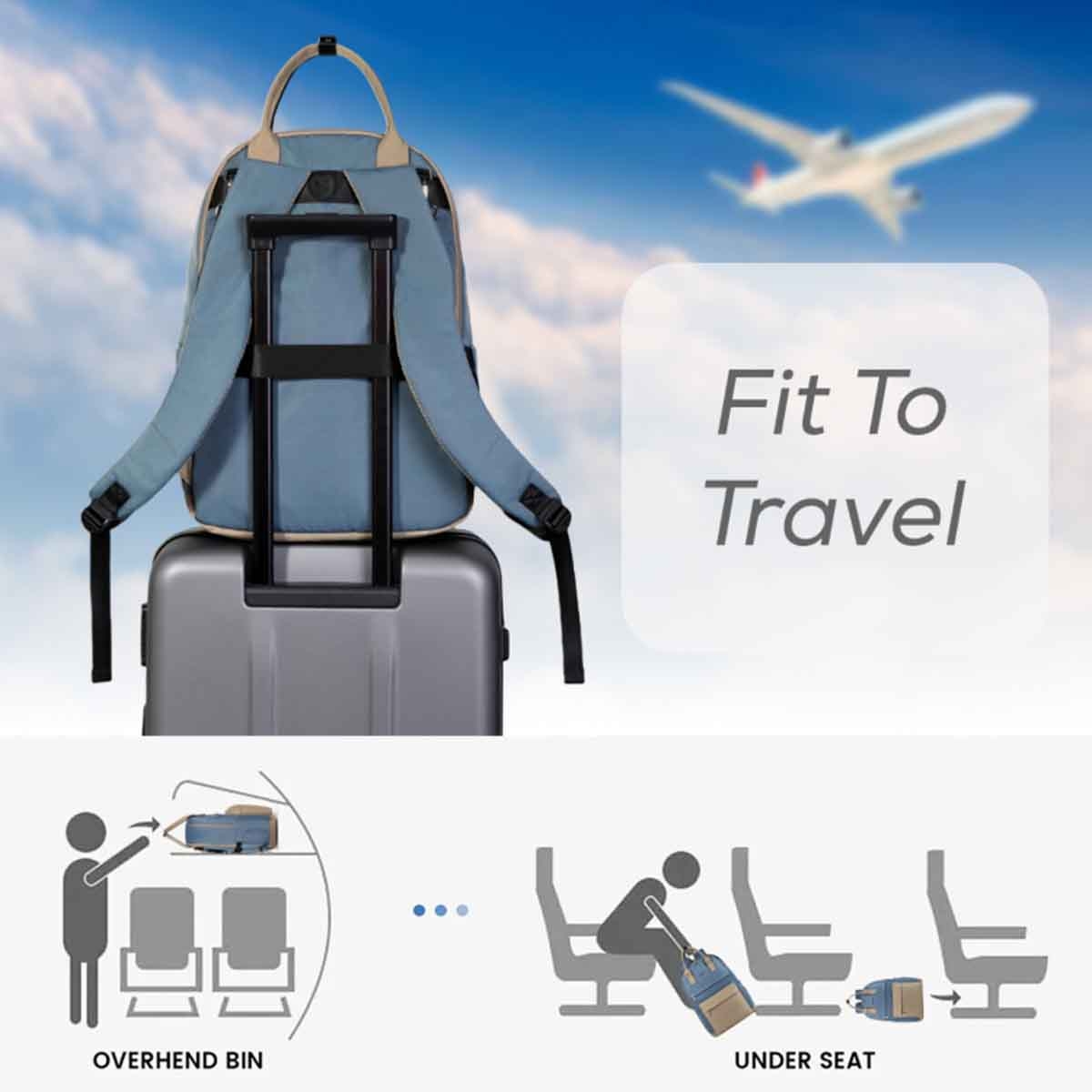 ليتل ستوري حقيبة حفاضات ظهر كينزي للسفر أزرق للأم والأب