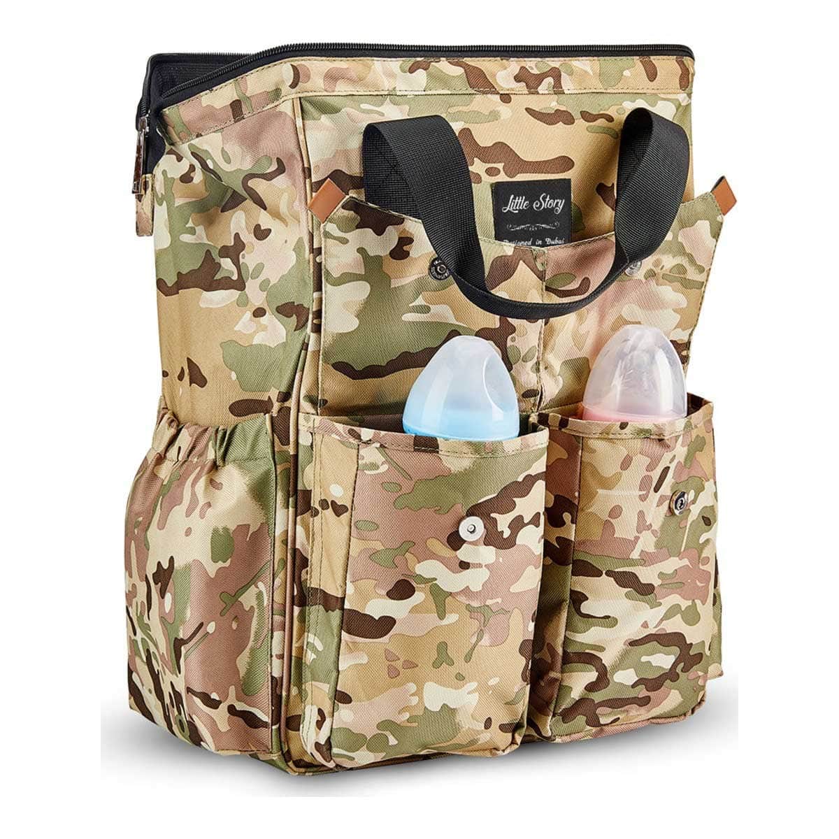 Little Story Camouflage Elite Diaper Bag with Stroller Hooks & Changing Mat
