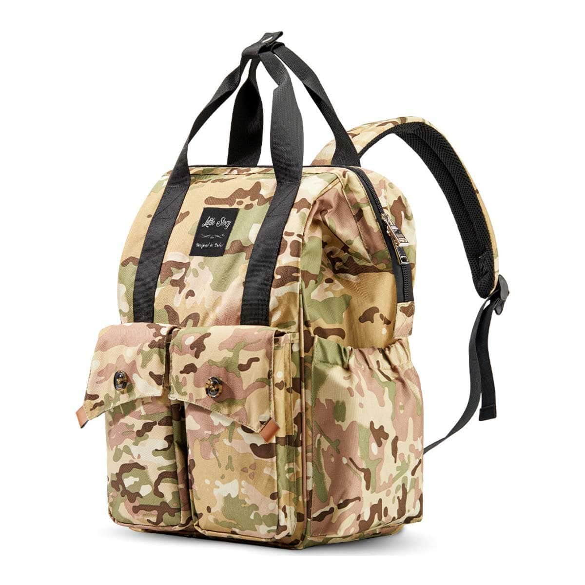 Little Story Camouflage Elite Diaper Bag with Stroller Hooks & Changing Mat