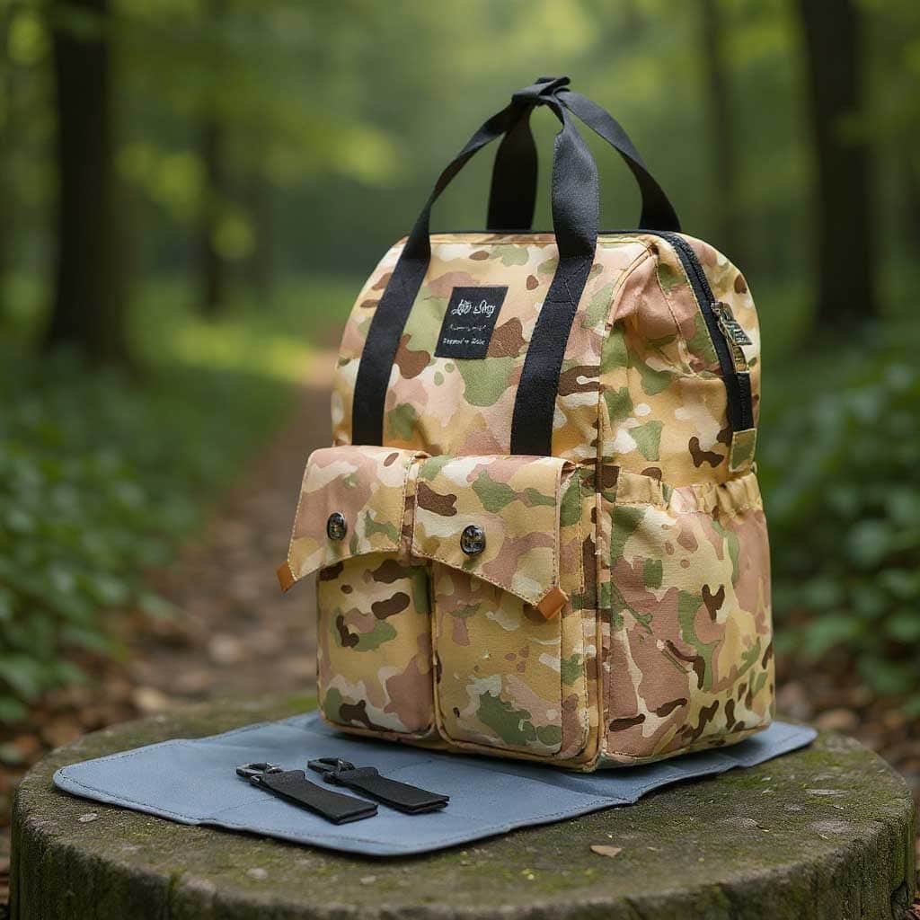 Little Story Camouflage Elite Diaper Bag with Stroller Hooks & Changing Mat
