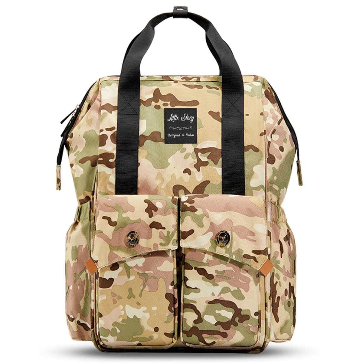 Little Story Camouflage Elite Diaper Bag with Stroller Hooks & Changing Mat