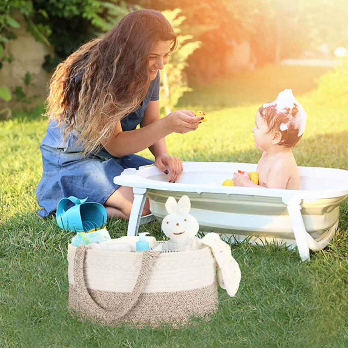 Little Story Cotton Rope Ivory Diaper Caddy