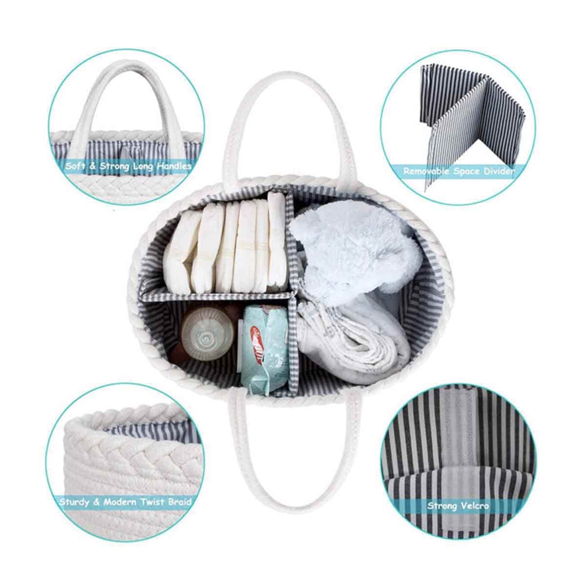 Little Story Cotton Rope Ivory Diaper Caddy