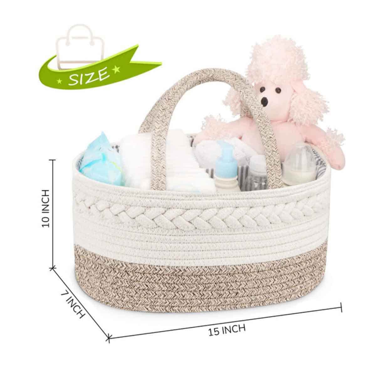 Little Story Cotton Rope Ivory Diaper Caddy