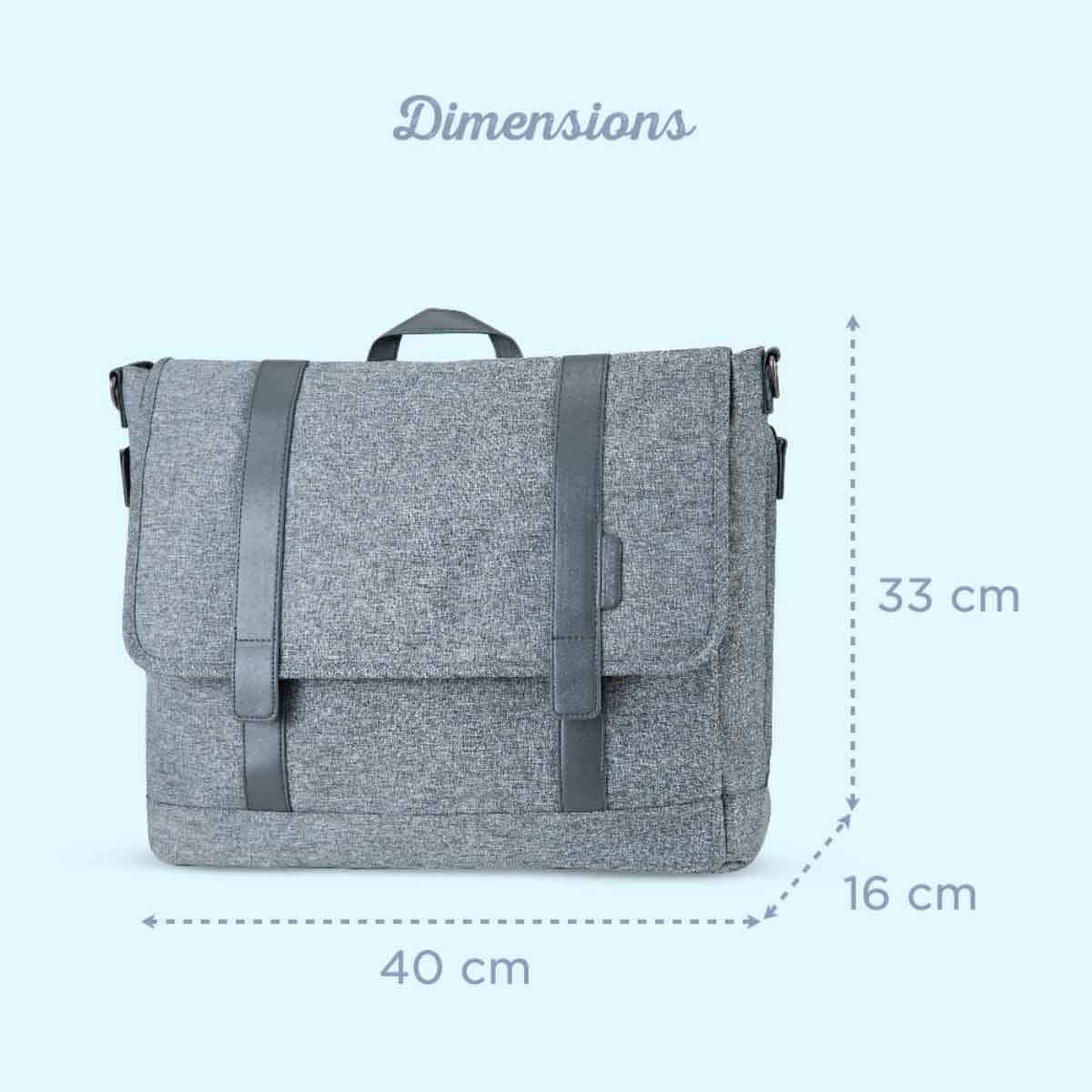 Little Story Grey Dad's Diaper Bag with Changing Mat & Stroller Straps