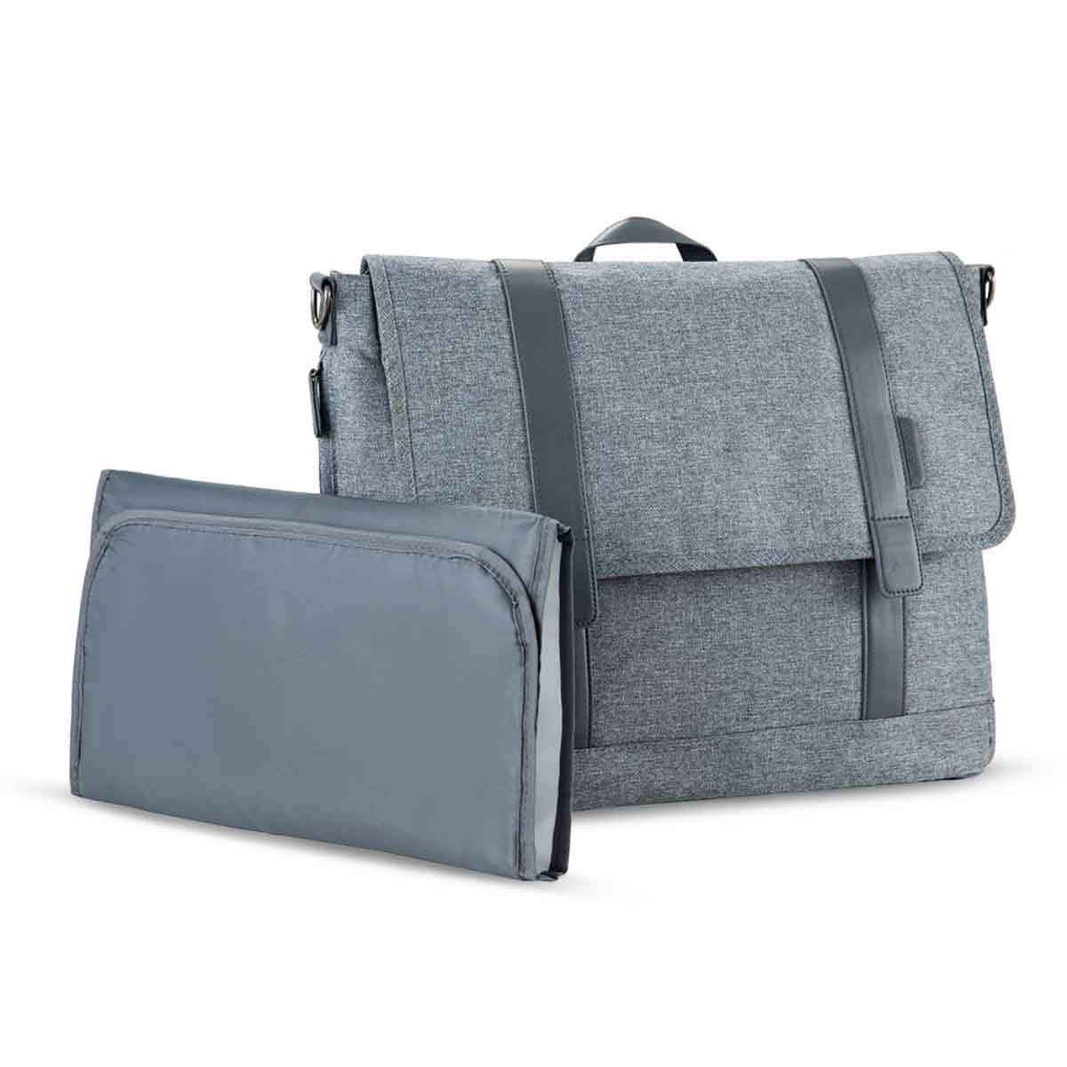 Little Story Grey Dad's Diaper Bag with Changing Mat & Stroller Straps