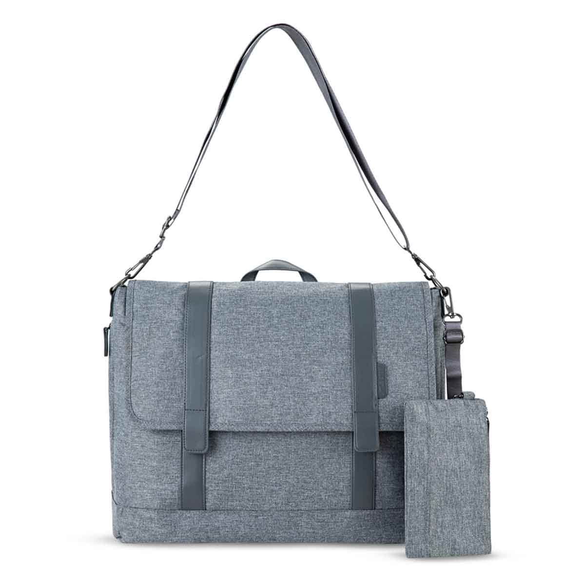 Little Story Grey Dad's Diaper Bag with Changing Mat & Stroller Straps