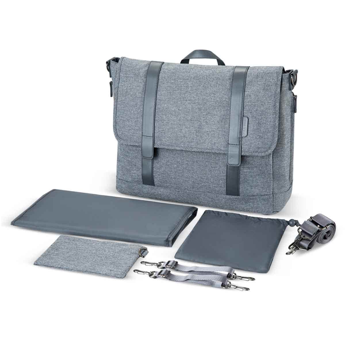 Little Story Grey Dad's Diaper Bag with Changing Mat & Stroller Straps
