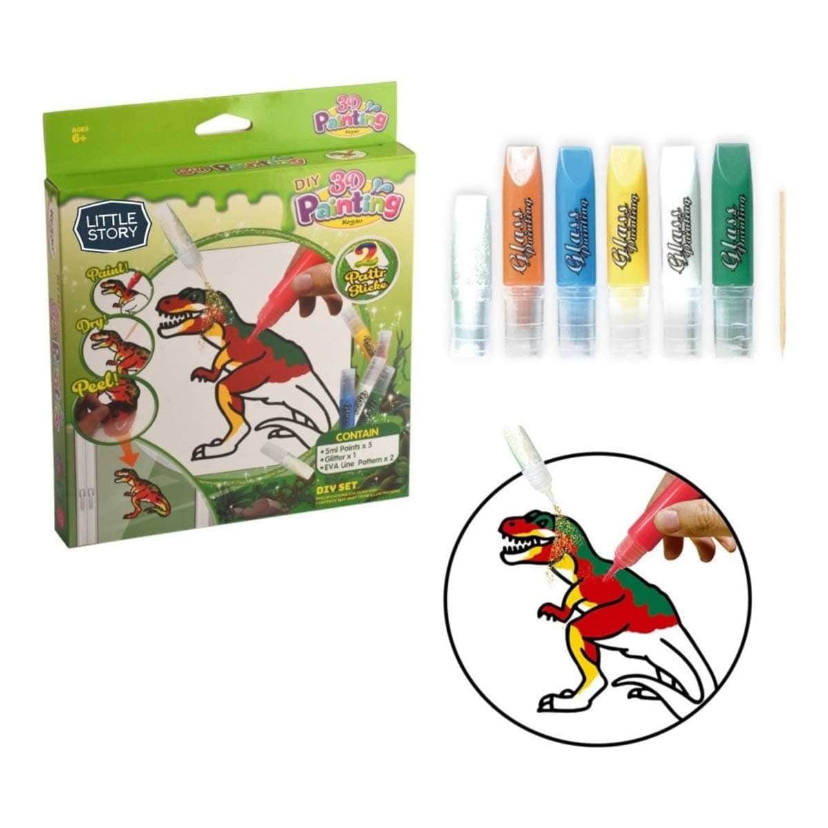 Little Story Dinosaur 3D DIY Painting Craft Set Unisex, 3-4 Years
