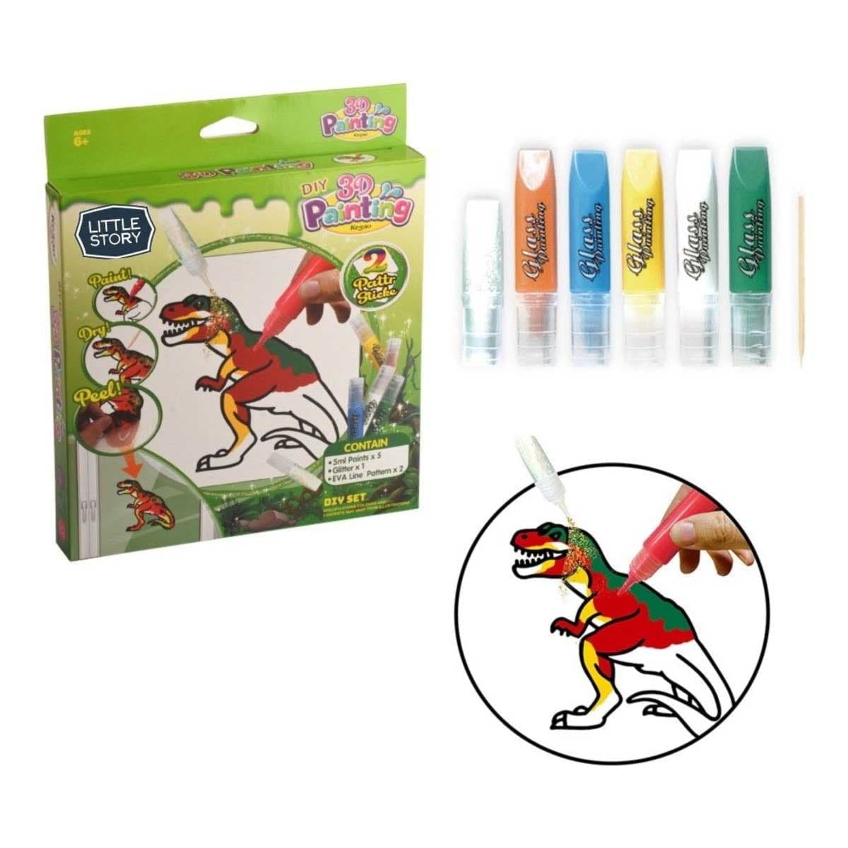 Little Story Dinosaur 3D DIY Painting Craft Set Unisex, 3-4 Years