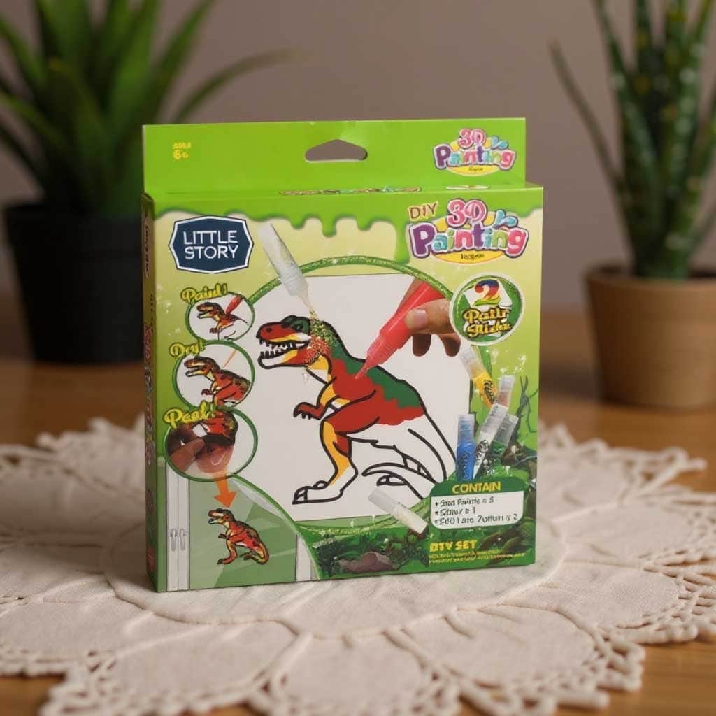 Little Story Dinosaur 3D DIY Painting Craft Set Unisex, 3-4 Years